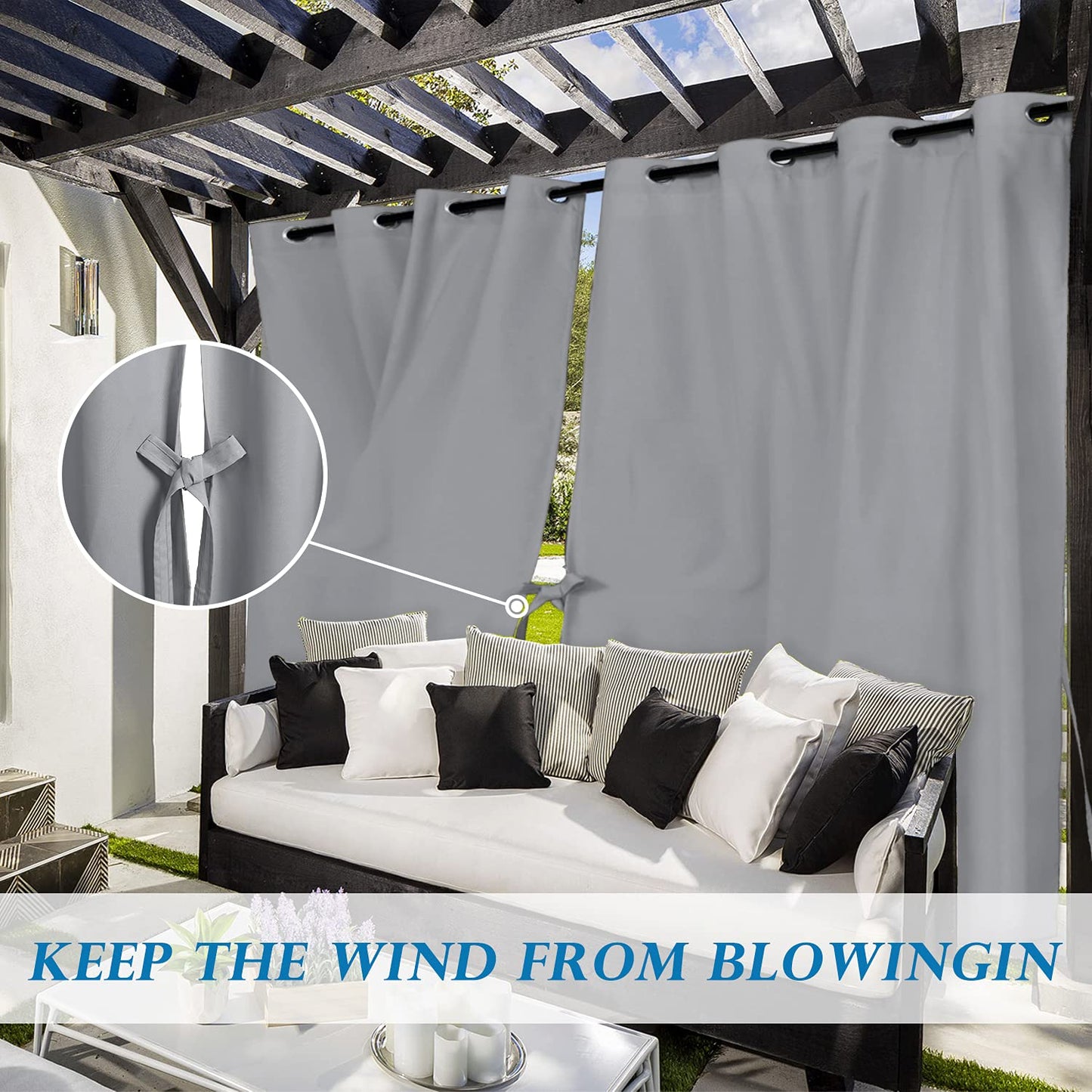 DWCN Outdoor Curtains, Set of 2 Curtain Panels-4