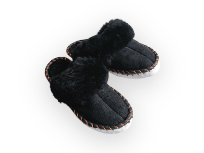 Adult Natural Sheepskin Mules - Black-0