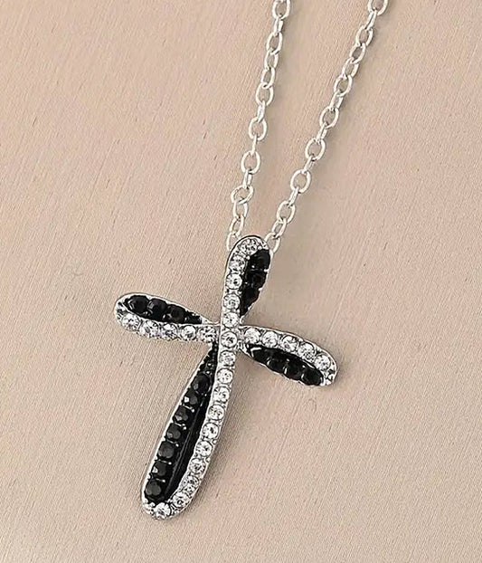 CRYSTAL CROSS PENDANT NECKLACE-0
