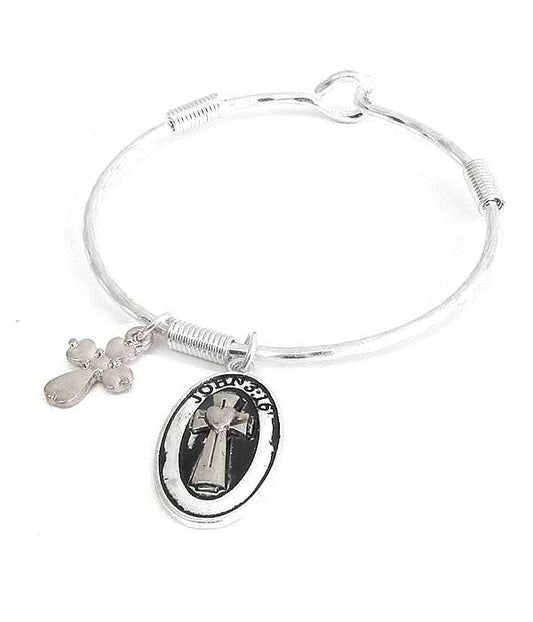 RELIGIOUS INSPIRATION WIRE BANGLE BRACELET - JOHN 3:16-0