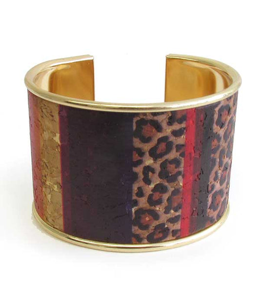 WESTERN STYLE CORK WIDE BANGLE BRACELET - ANIMAL PRINT-0