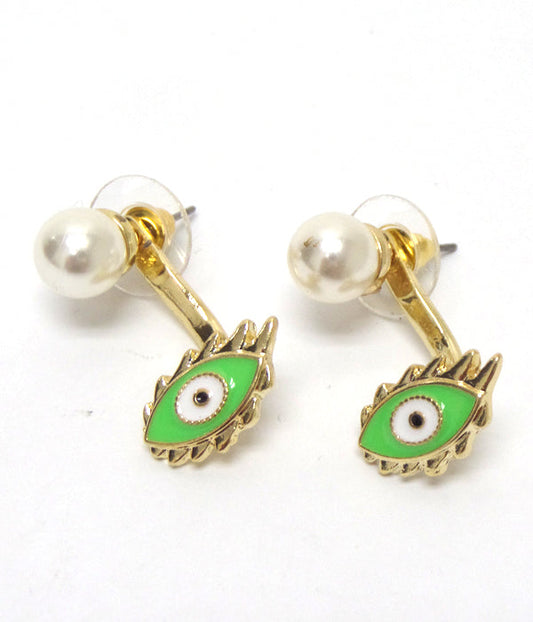 NEON EPOXY EVILEYE FRONT AND BACK DOUBLE SIDED EARRING-0