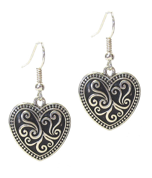 DESIGNER TEXTURED HEART EARRING-0