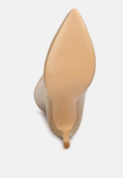 Indulgent High Heel Croc Calf Boots-2