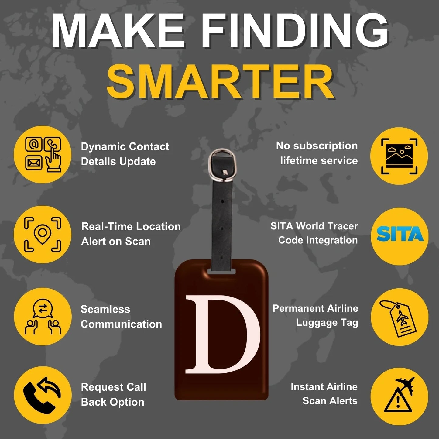 Initials Bag tag D  [pack 2]-3