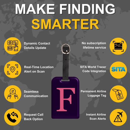 Initials Bag tag F  [pack 2]-3