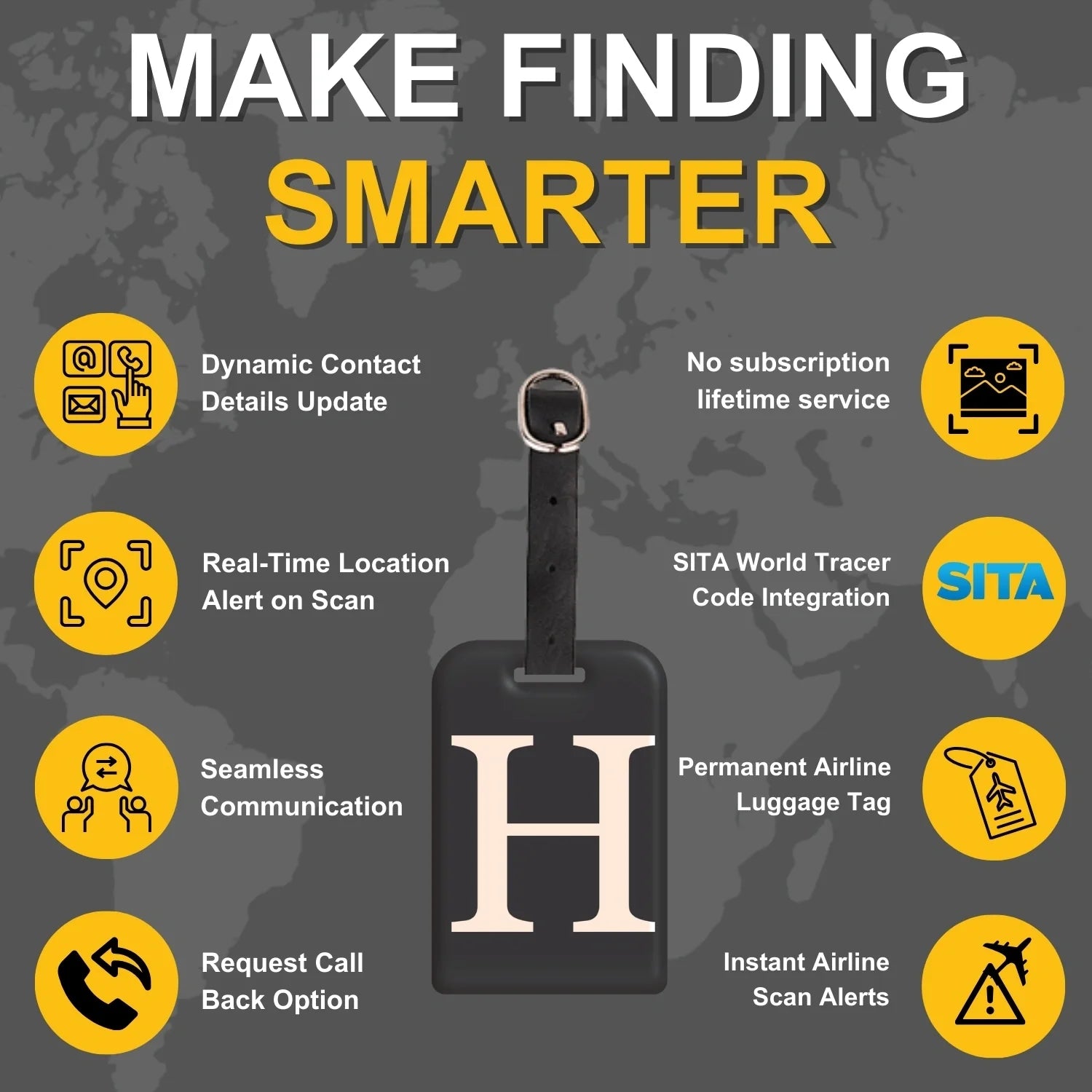 Initials Bag tag H  [pack 2]-3