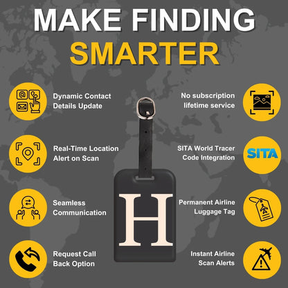 Initials Bag tag H  [pack 2]-3