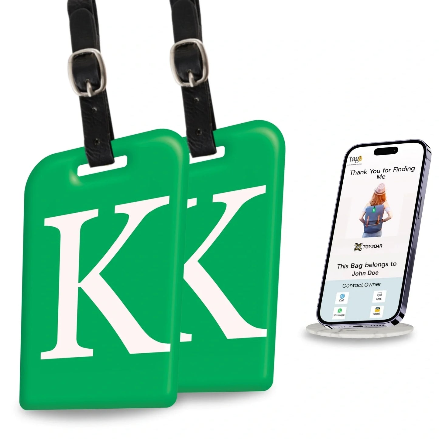 Initials Bag tag K  [pack 2]-0