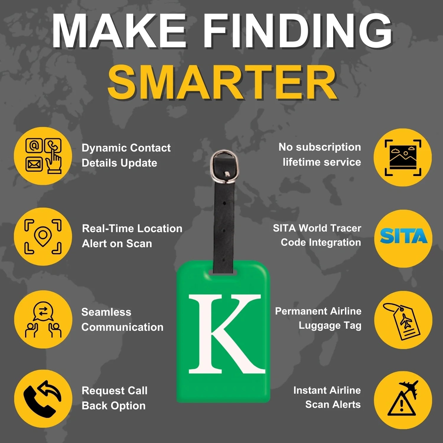 Initials Bag tag K  [pack 2]-3