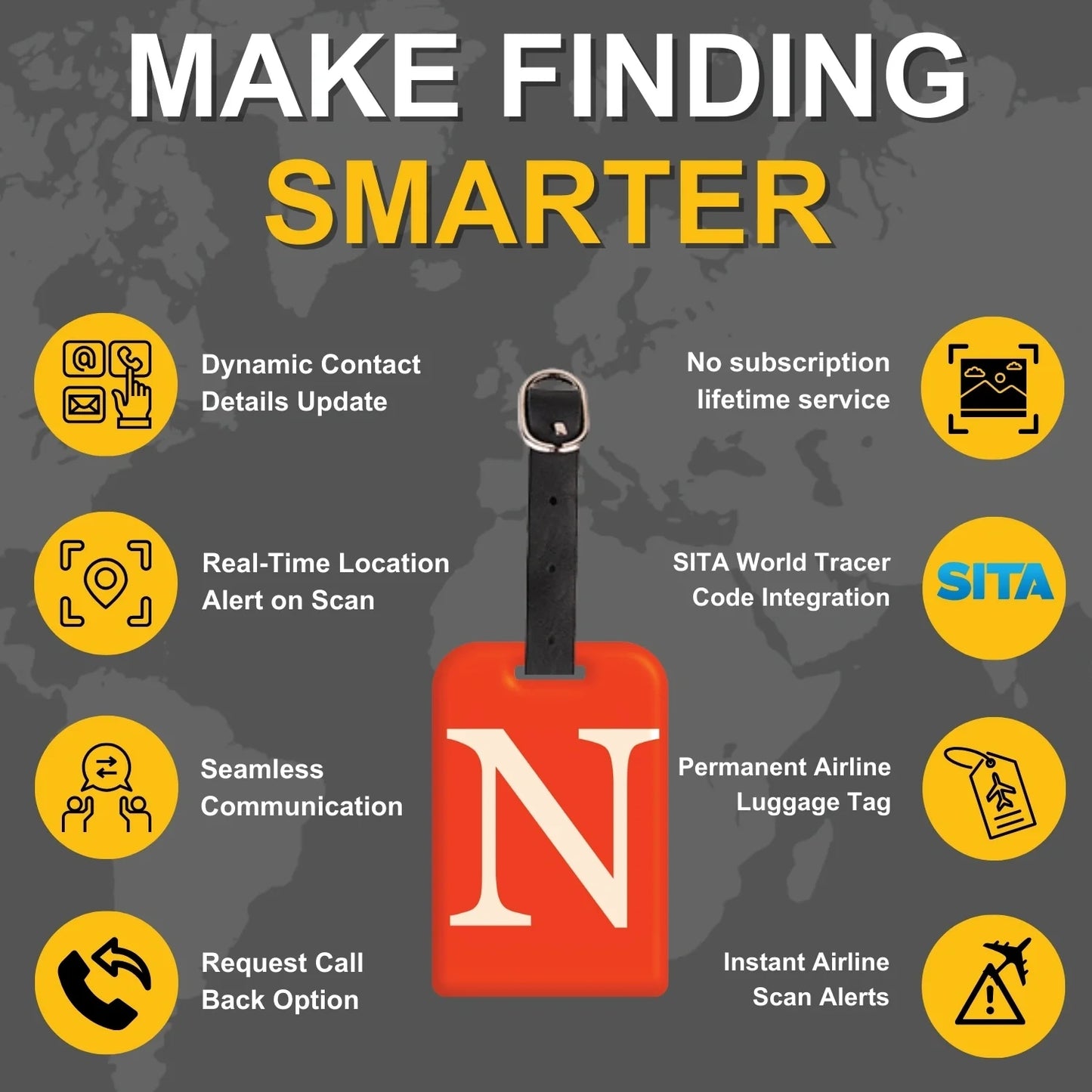 Initials Bag tag N  [pack 2]-3