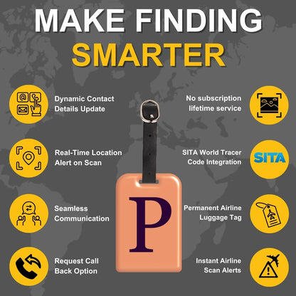 Initials Bag tag P  [pack 2]-3