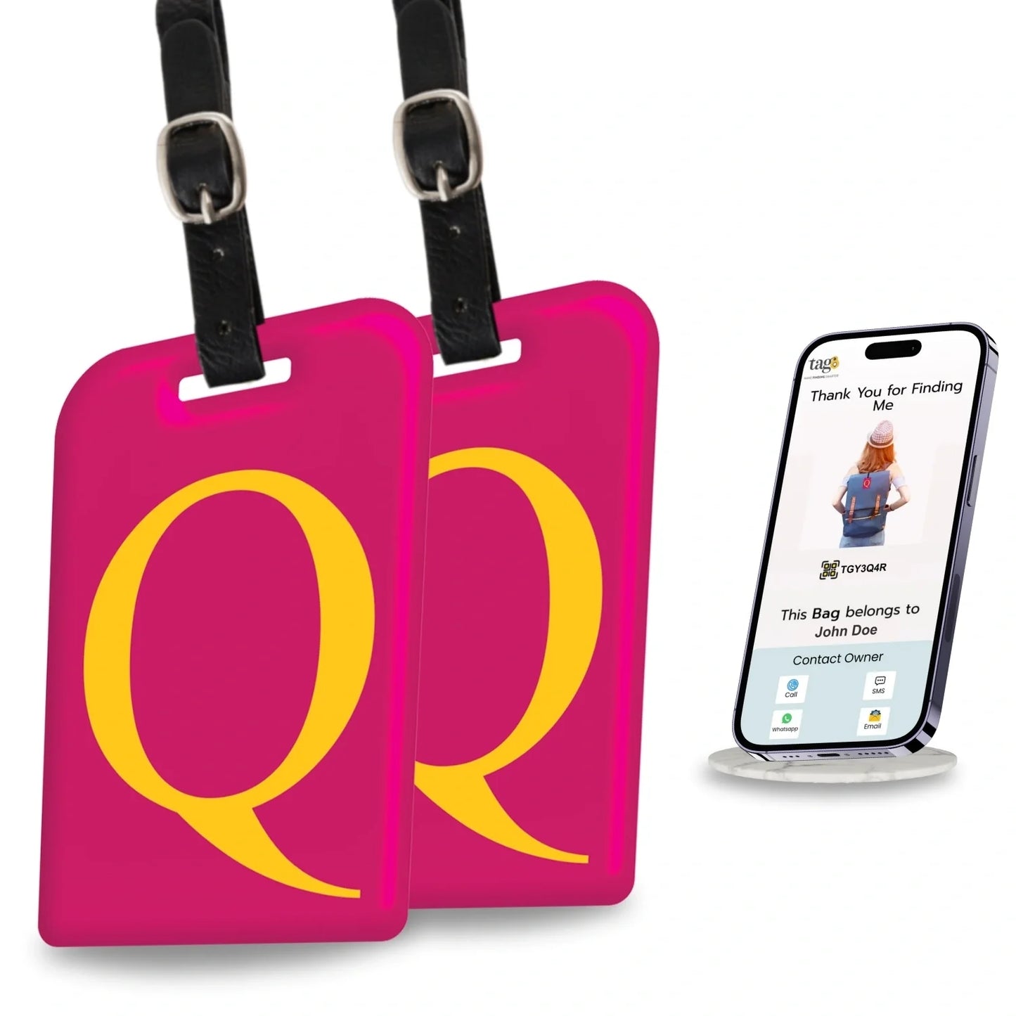 Initials Bag tag Q  [pack 2]-0