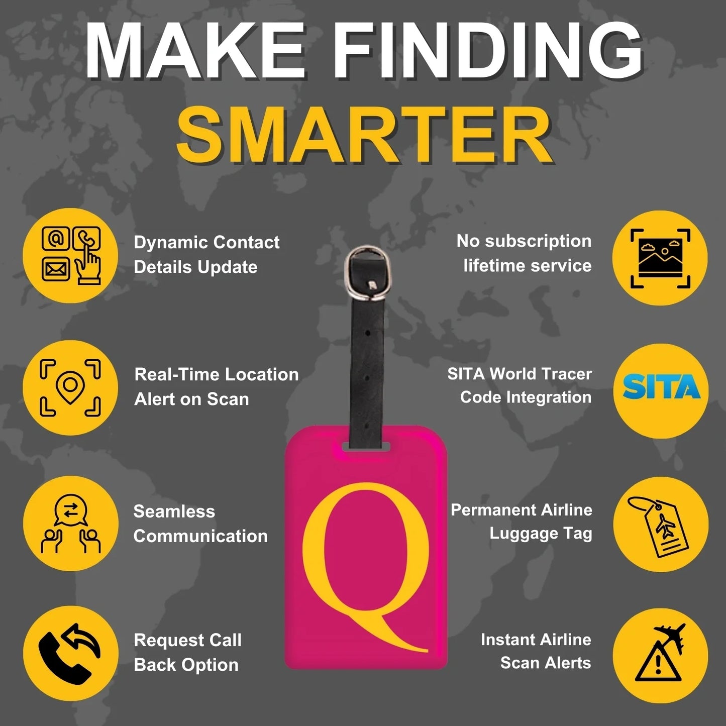 Initials Bag tag Q  [pack 2]-3