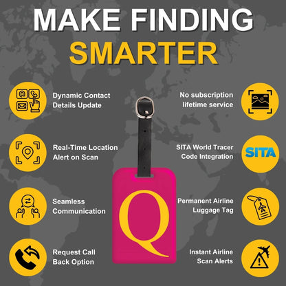 Initials Bag tag Q  [pack 2]-3