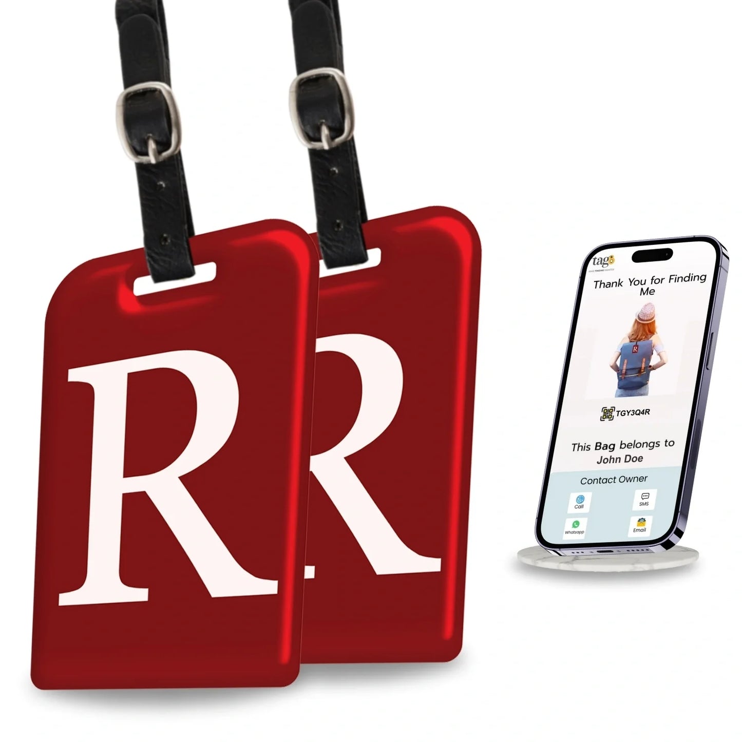 Initials Bag tag R  [pack 2]-0