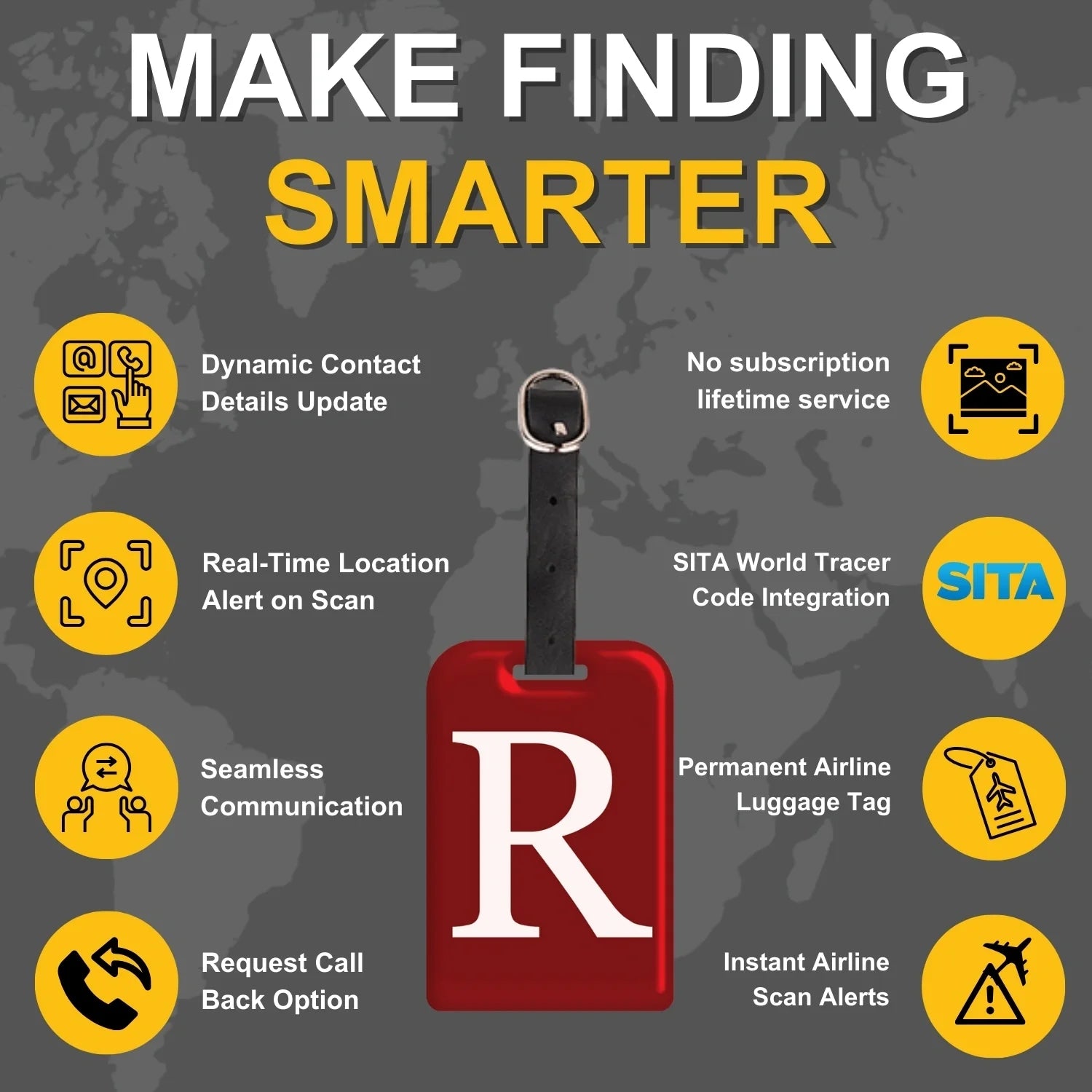 Initials Bag tag R  [pack 2]-3