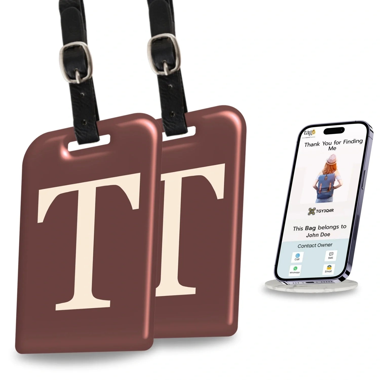 Initials Bag tag T  [pack 2]-0