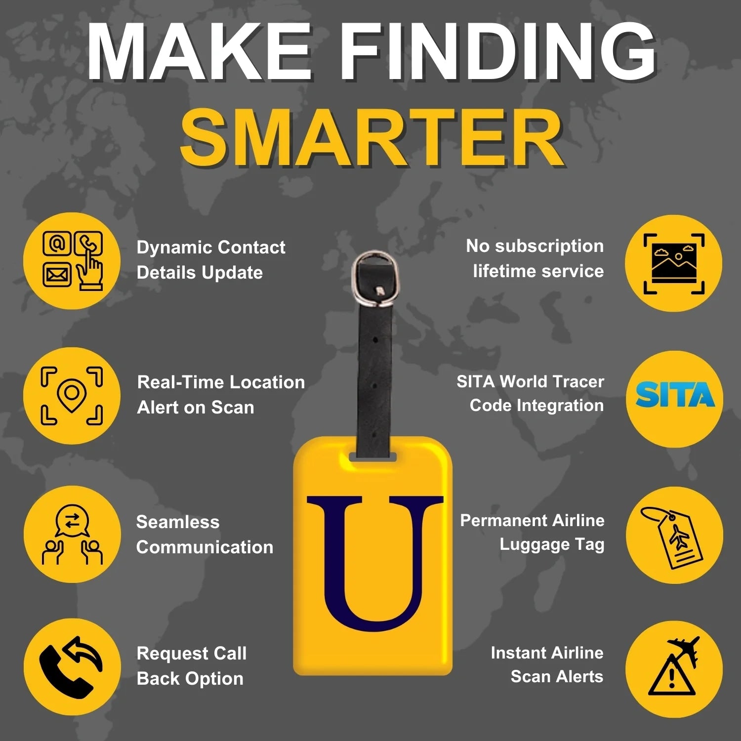 Initials Bag tag U  [pack 2]-3