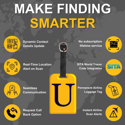 Initials Bag tag U  [pack 2]-3