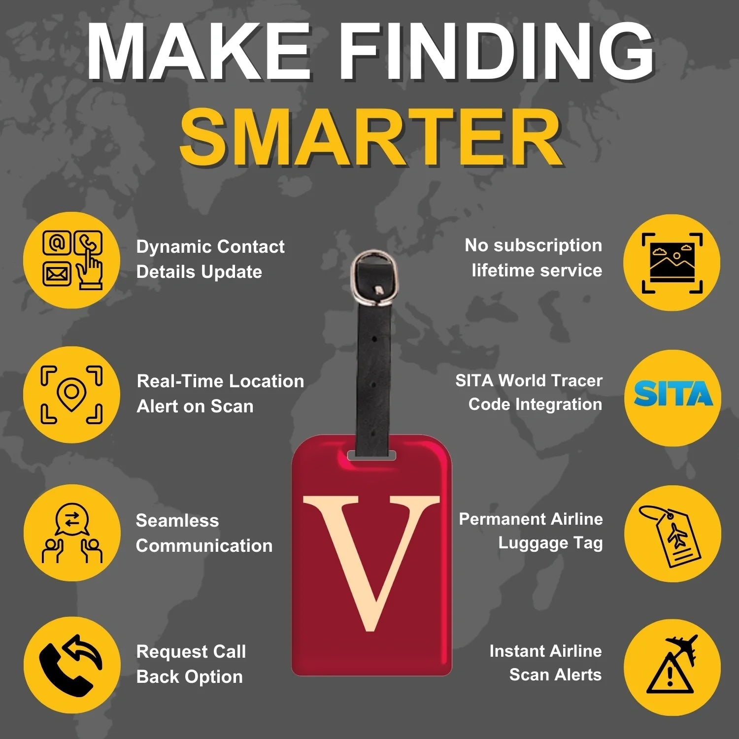 Initials Bag tag V  [pack 2]-3