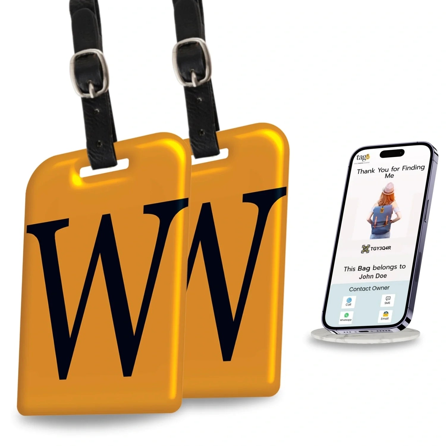 Initials Bag tag W  [pack 2]-0