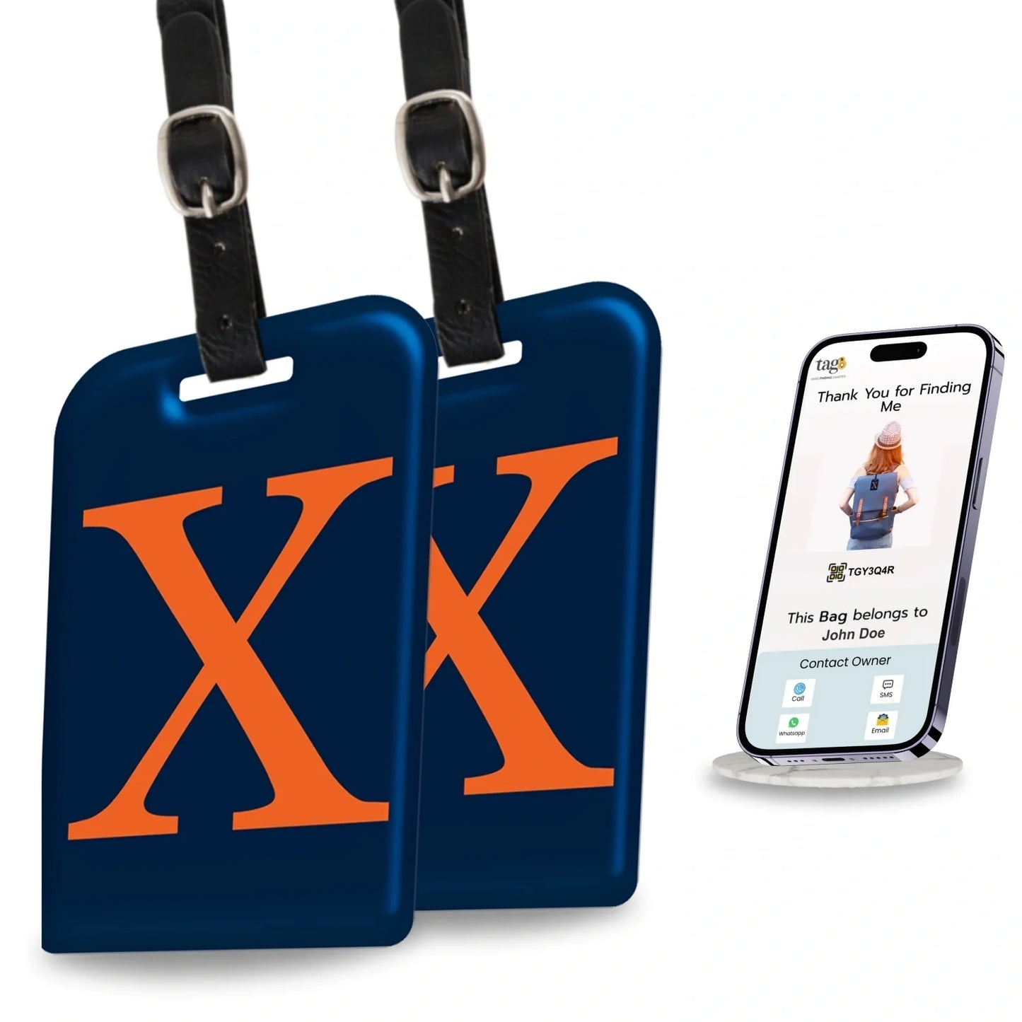 Initials Bag tag X  [pack 2]-0