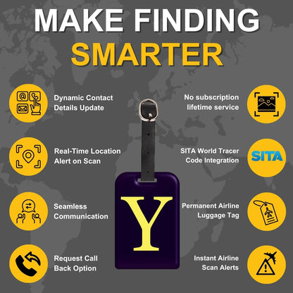 Initials Bag tag Y  [pack 2]-3