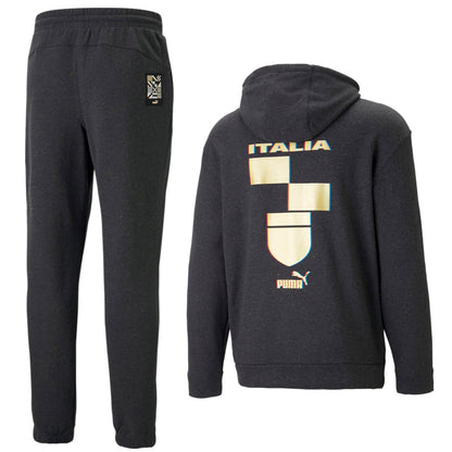 Italy dark grey Casual Fans hooded presentation tracksuit 2022/23 - Puma-1