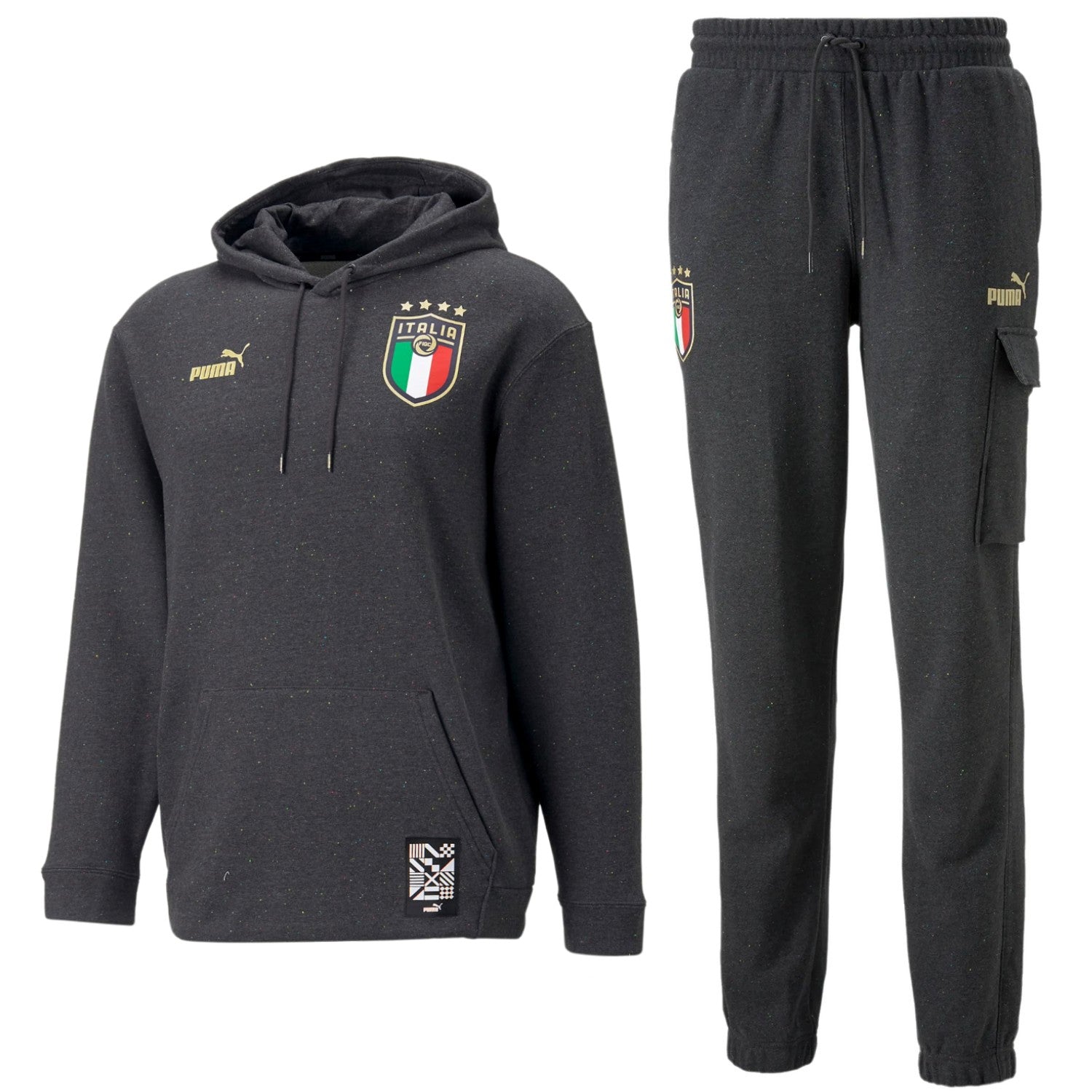 Italy dark grey Casual Fans hooded presentation tracksuit 2022/23 - Puma-0