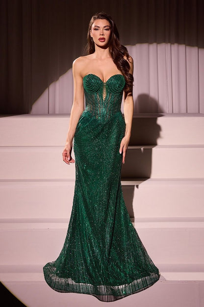 Strapless Silver Embellished Gown-4