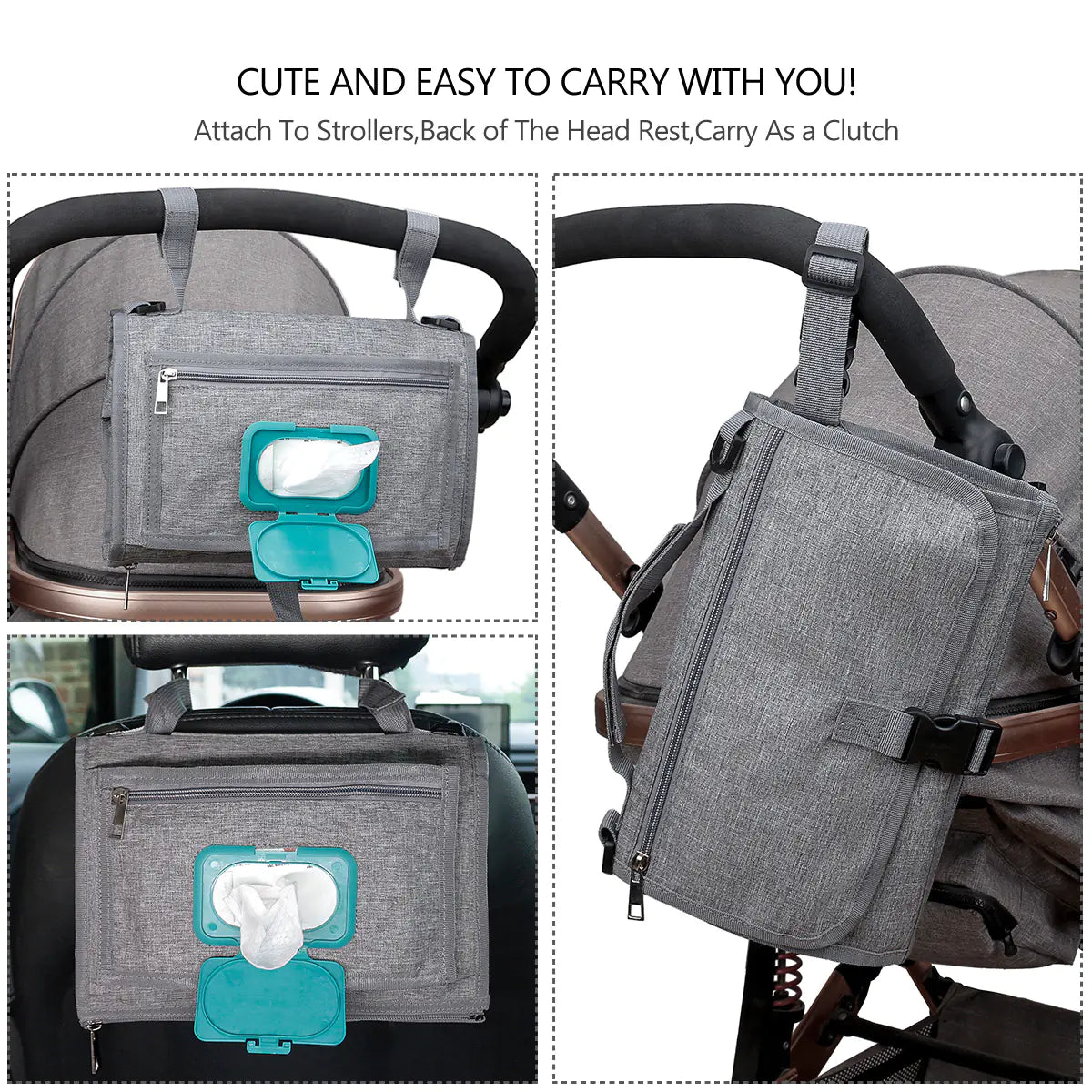Portable Baby Changing Pad with Shoulder Strap & Pocket