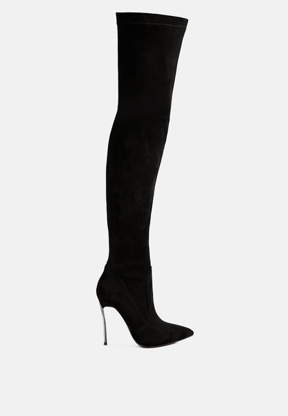 Jaynetts Stretch Suede Micro High Knee Boots-3