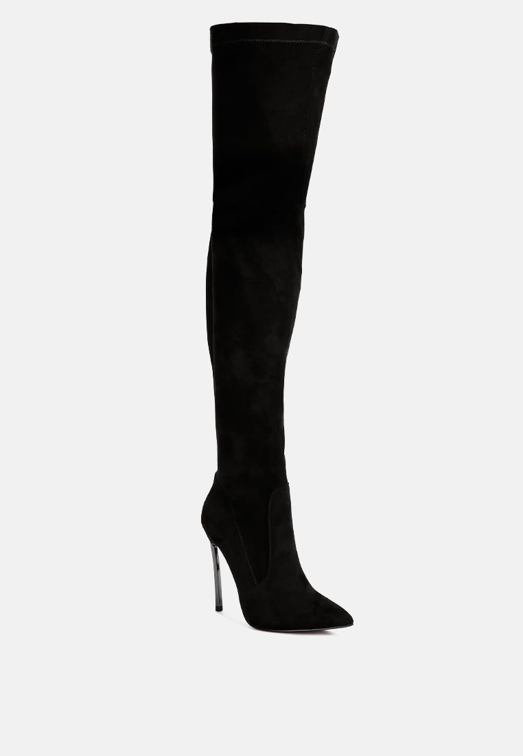 Jaynetts Stretch Suede Micro High Knee Boots-4