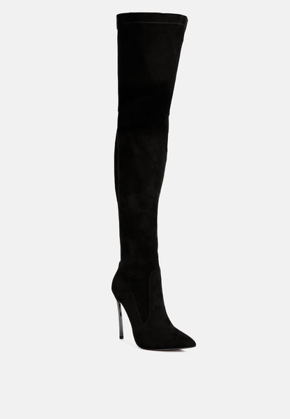 Jaynetts Stretch Suede Micro High Knee Boots-4