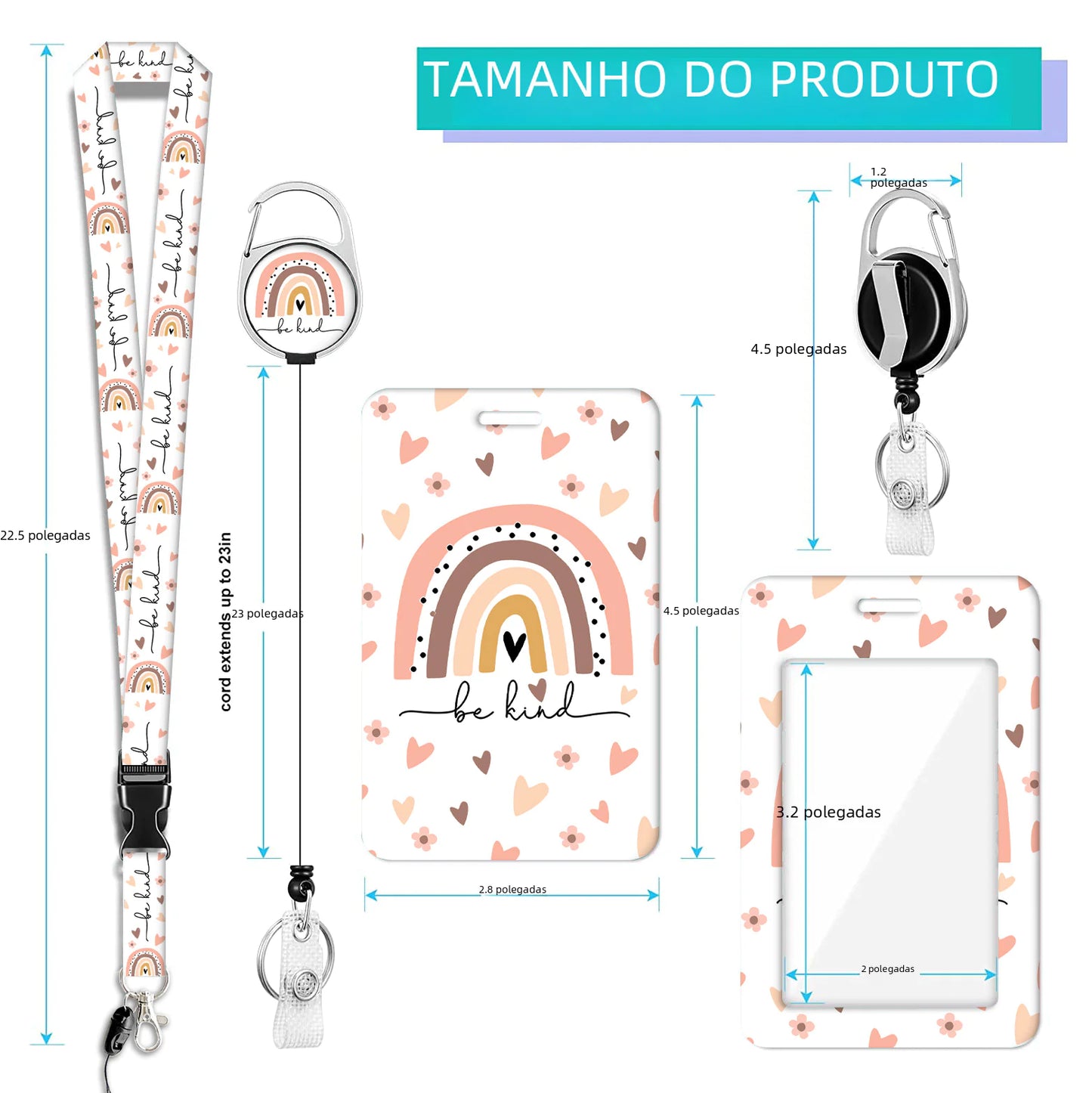 Zinc Alloy Rainbow Lanyard with PVC ID Card Holder