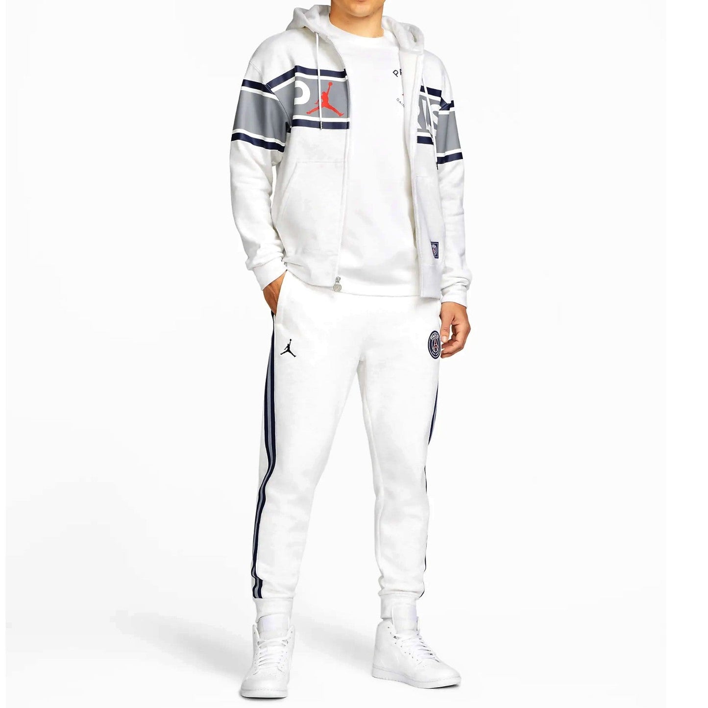 Jordan x PSG Casual Fleece white presentation tracksuit 2022 - Jordan-3