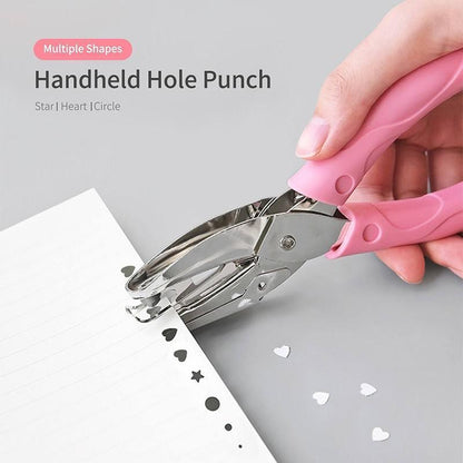 Circle/Heart/Star Shaped Metal Hole Punch Pliers - Paper Hand Puncher-2