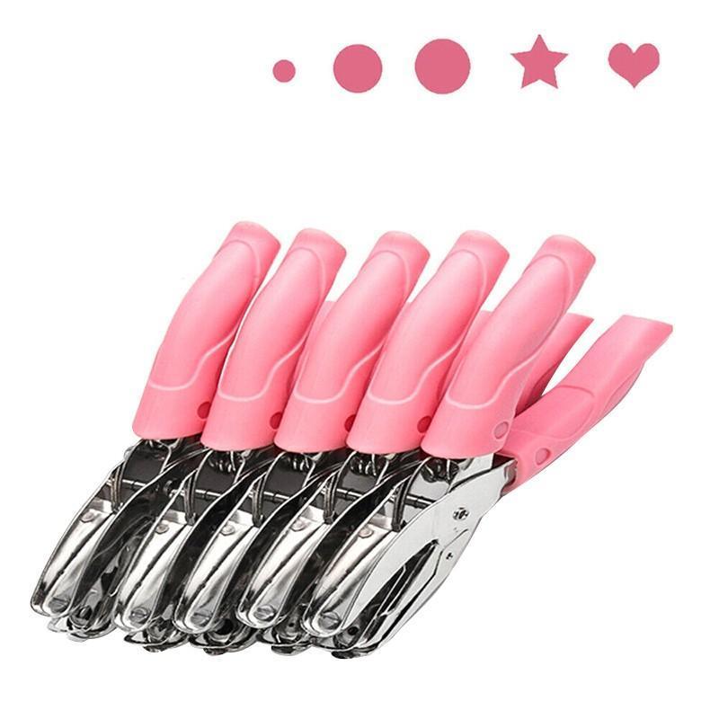 Circle/Heart/Star Shaped Metal Hole Punch Pliers - Paper Hand Puncher-1