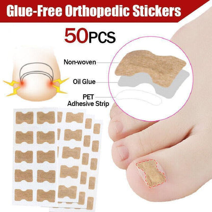 50-100Pcs Glue Free Toenail Toe Ingrown Nail Correction Patch Sticker Foot Care-0