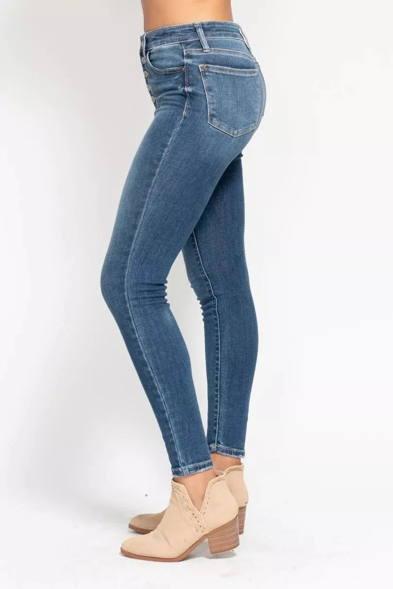 Judy Blue Full Size High Rise Button Fly Skinny Jeans Plus Size-3