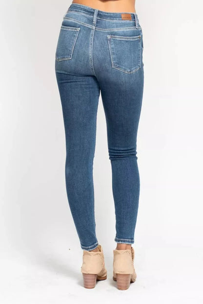 Judy Blue Full Size High Rise Button Fly Skinny Jeans Plus Size-4