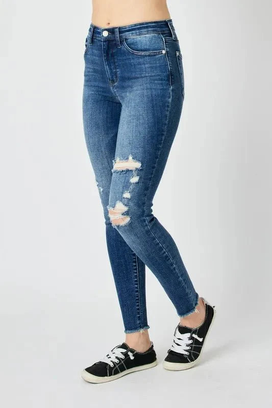 Judy Blue Full Size  High Waist Distressed Skinny Jeans-3