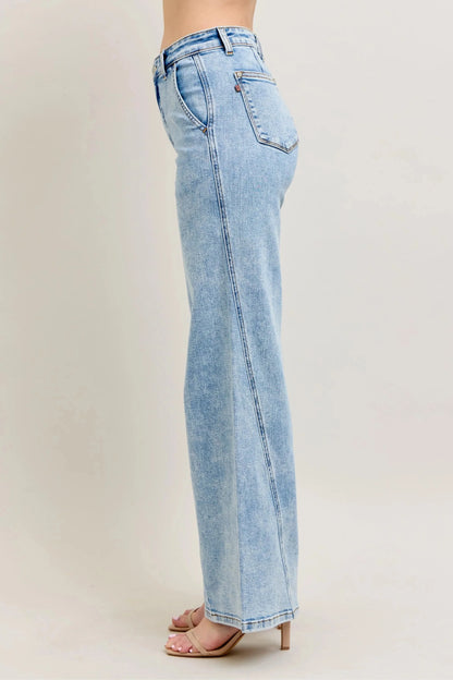 Judy Blue Full Size High Waist Wide Leg Jeans with Skewed Inseam Plus Size-2