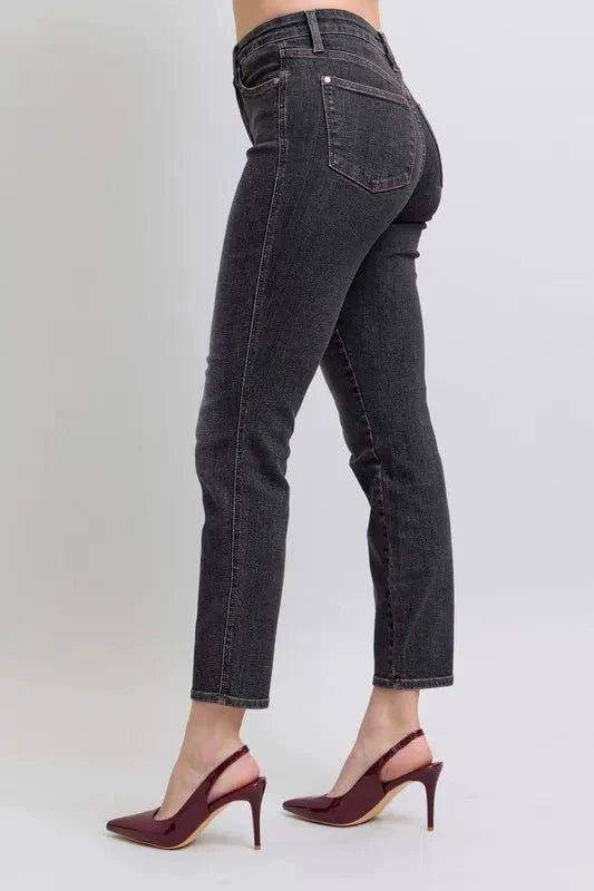 Judy Blue Full Size Mid Rise Tummy Control Slim Jeans Plus Size-3