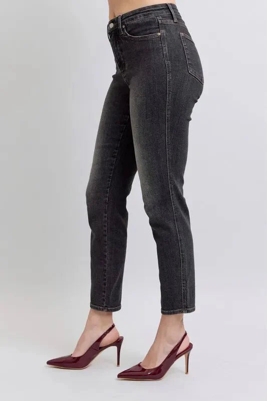 Judy Blue Full Size Mid Rise Tummy Control Slim Jeans Plus Size-2