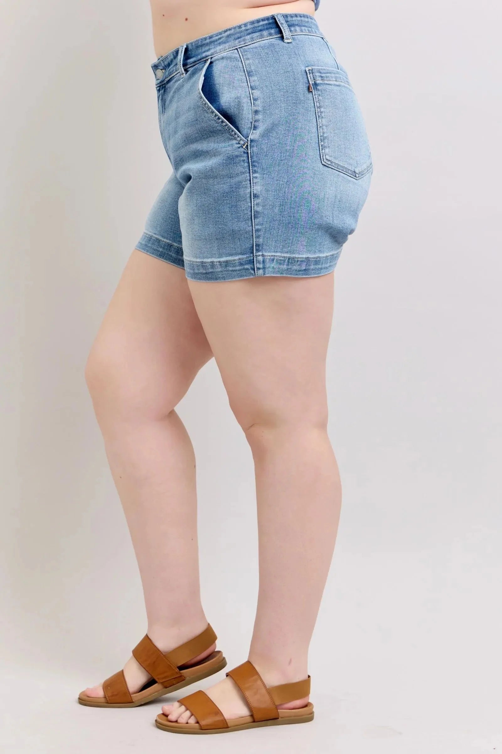 Judy Blue Plus Size High Rise Denim Shorts-1