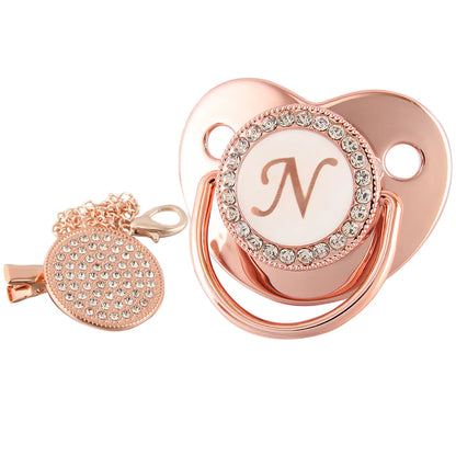 Rose Gold Pacifier with Diamond Chain for Babies