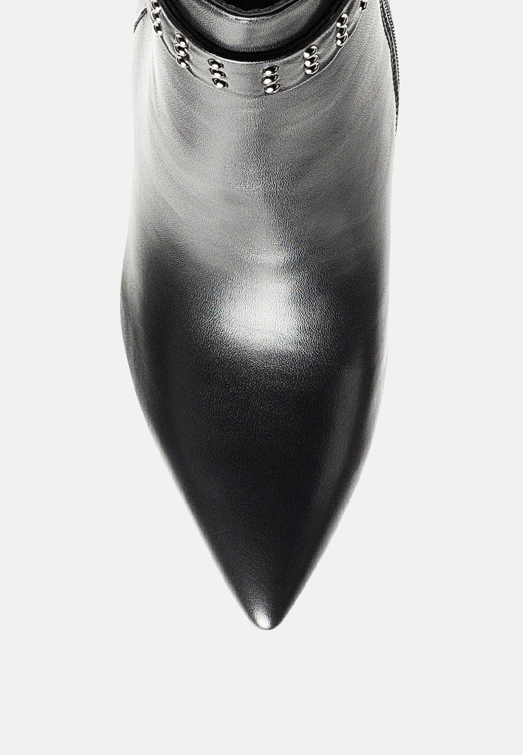 Kendra Faux Leather High Heel Stiletto Boots-1