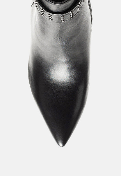 Kendra Faux Leather High Heel Stiletto Boots-1